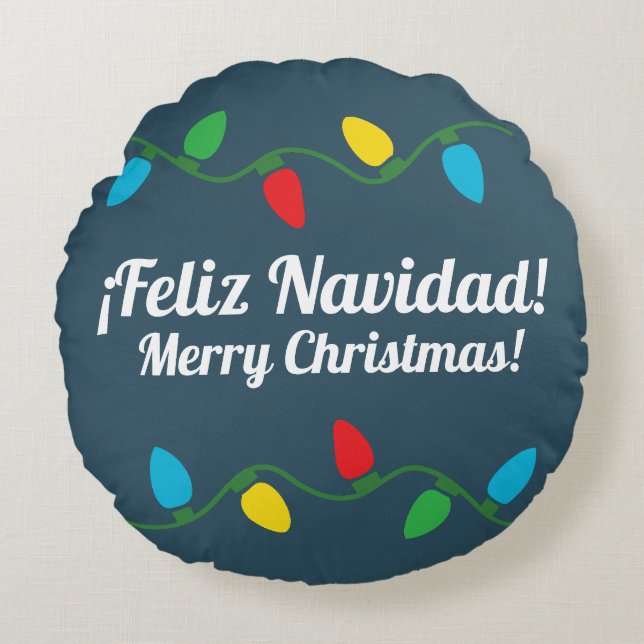 Merry Christmas in Spanish Round Cushion (Front)