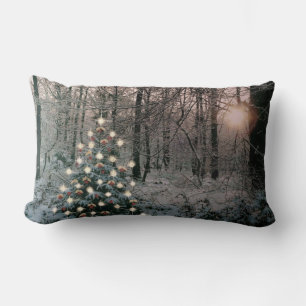Merry Christmas In The Woods Lumbar Cushion