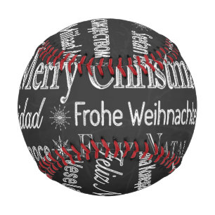 Merry Christmas in Various Languages Baseball