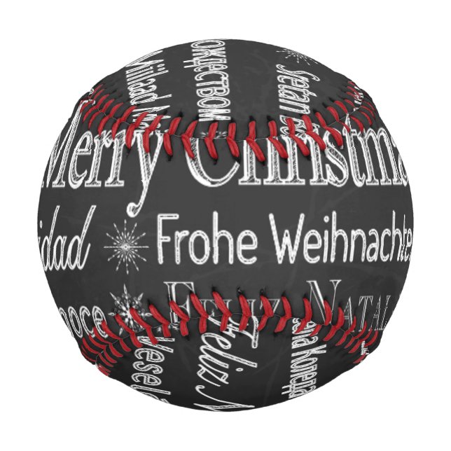 Merry Christmas in Various Languages Baseball (Front)