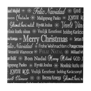 Merry Christmas in Various Languages Ceramic Tile