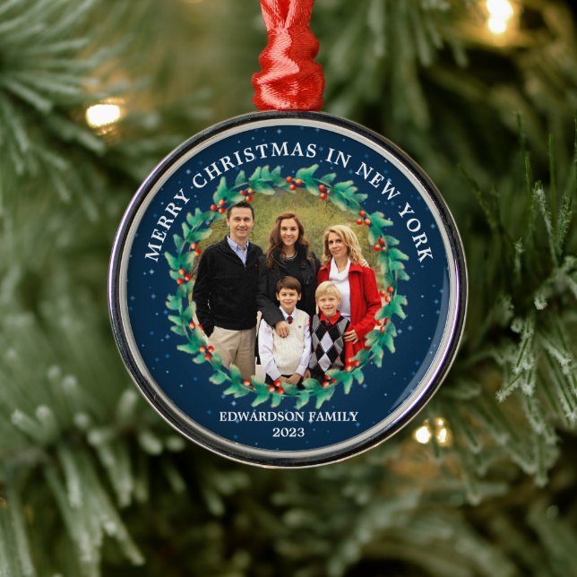 Merry Christmas in your home place photo Metal Ornament (Tree)