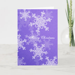 Merry Christmas Indigo White Snowflakes Minimalist Holiday Card