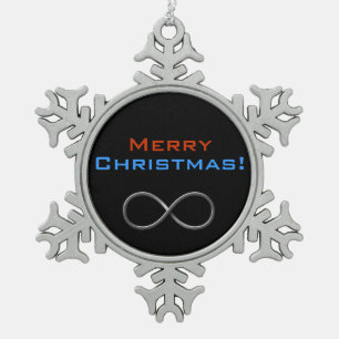 Merry Christmas Infinity Geek Gifts Snowflake Pewter Christmas Ornament