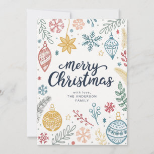 Merry Christmas Ink Doodles Non-Photo Holiday Card