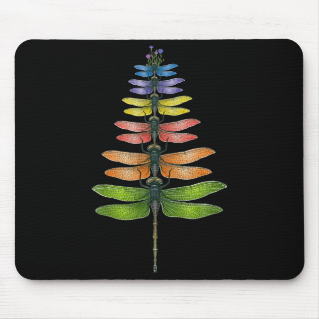 Merry Christmas Insect Dragonfly Xmas Tree  Mouse Pad (Front)