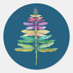 Merry Christmas insect Lover Xmas Dragonfly Christ Classic Round Sticker
