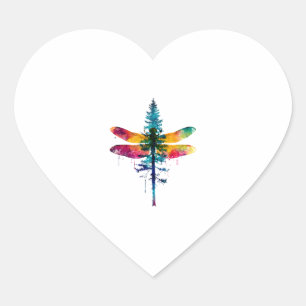Merry Christmas insect Lover Xmas Dragonfly Christ Heart Sticker