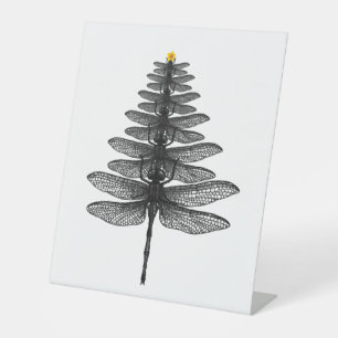 Merry Christmas insect Lover Xmas Dragonfly  Pedestal Sign