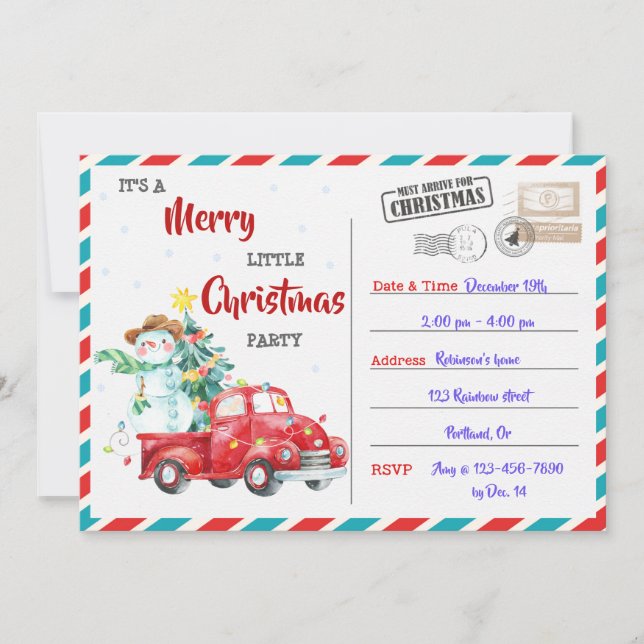 Merry Christmas invitation Christmas party invite (Front)