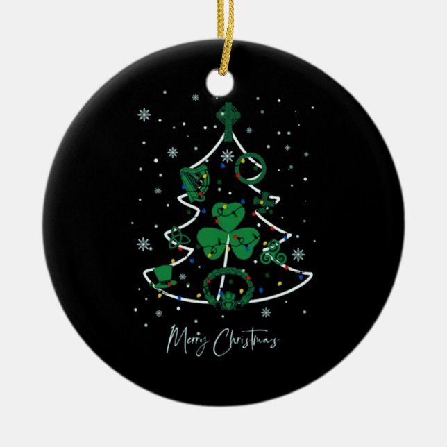 Merry Christmas Irish Ceramic Ornament (Front)