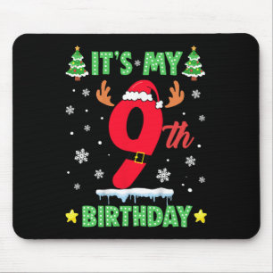 Merry Christmas It's My 9th Birthday Xmas Kids Mouse Pad