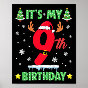 Merry Christmas It's My 9th Birthday Xmas Kids  Poster