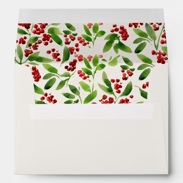 Merry Christmas Ivory Botanical with Address Envel Envelope (Back (Bottom))