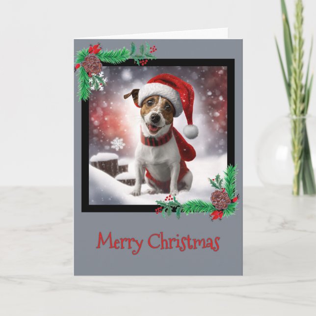 Merry Christmas Jack Russell Terrier Greeting Card (Front)