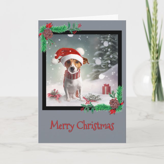 Merry Christmas Jack Russell Terrier Greeting Card (Front)