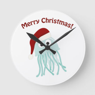Merry Christmas! Jellyfish Round Clock