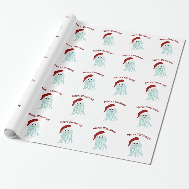 Merry Christmas! Jellyfish Wrapping Paper (Unrolled)