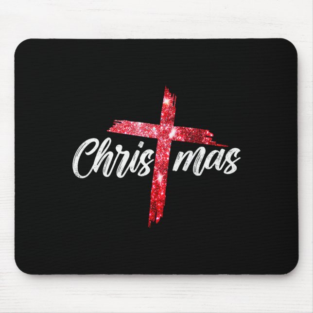 Merry Christmas Jesus Christian Cross Xmas Pajamas Mouse Pad (Front)