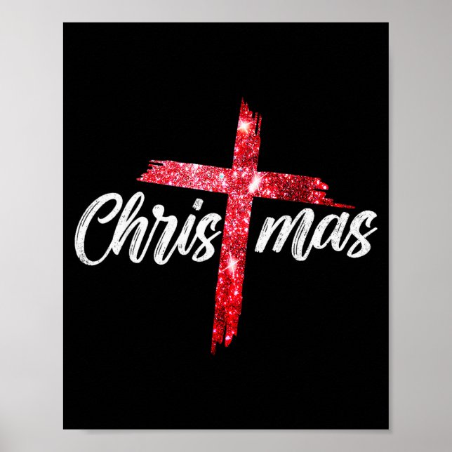 Merry Christmas Jesus Christian Cross Xmas Pyjamas Poster (Front)