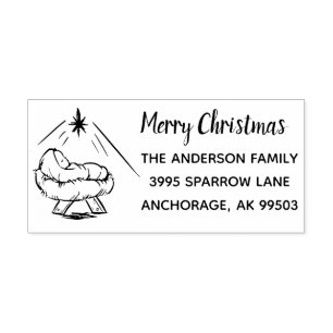 Merry Christmas Jesus in Manger Self-inking Stamp
