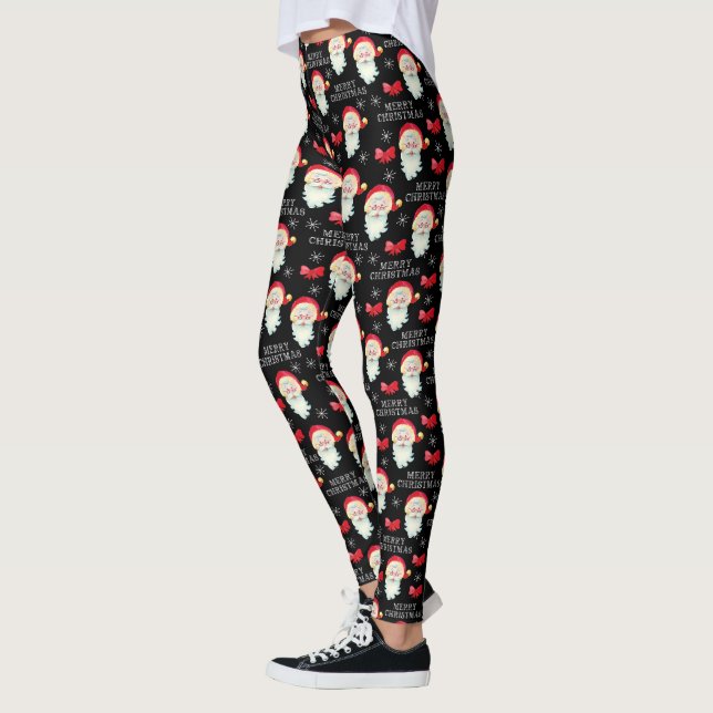 Merry Christmas Jolly Santa Claus Leggings (Left)