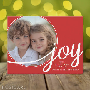 Merry Christmas Joy - 1 Photo and Holiday Greeting Postcard