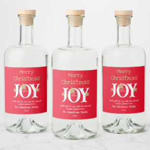 Merry Christmas Joy Gift For You Name Cute Red Liquor Bottle Label