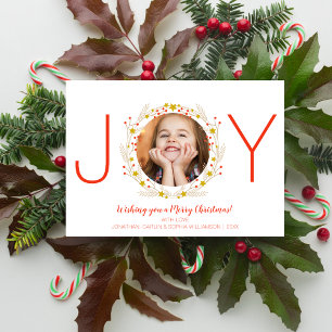 Merry Christmas Joy Holiday Photo Wreath