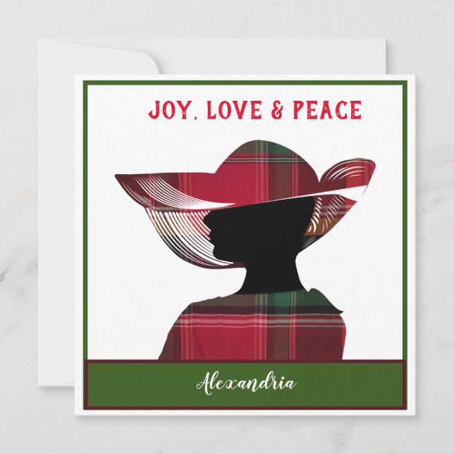 Merry Christmas Joy Love Peace Personalize Holiday Card (Front)