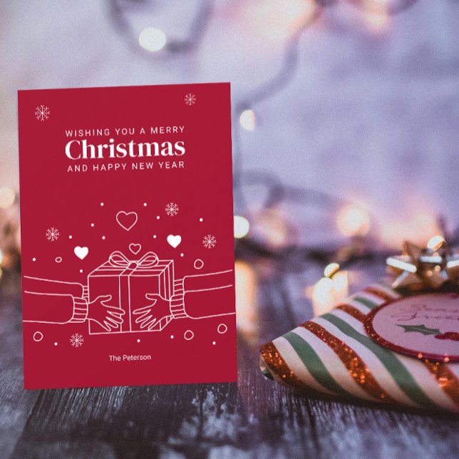 Merry Christmas | Joy of Giving Line Art Greeting Card (Creator Uploaded)