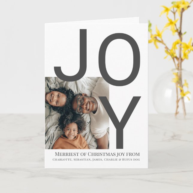 Merry Christmas Joy Personalised Photo Card (Yellow Flower)