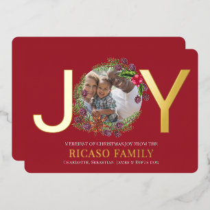 Merry Christmas Joy Wreath Photo Card