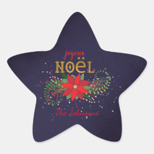 Merry Christmas Joyeux Noel Star Navy French Sticker