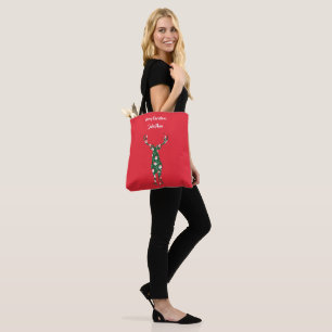 Merry Christmas Julie Ann Santa Dear Pattern Tote Bag
