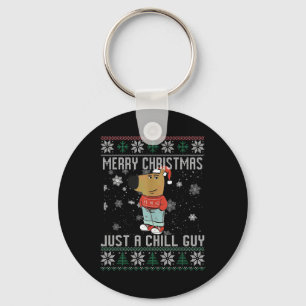 Merry Christmas Just A Chill Guy Dog Ugly Xmas Key Ring