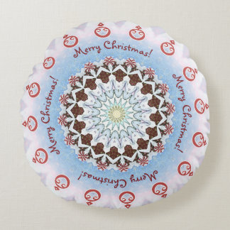 Merry Christmas Kaleidoscope Round Cushion