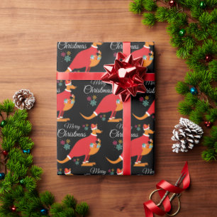 Merry Christmas Kangaroo Pattern Wrapping Paper 