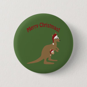 Merry Christmas Kangaroos 6 Cm Round Badge