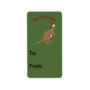 Merry Christmas Kangaroos Label