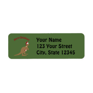 Merry Christmas Kangaroos Return Address Label