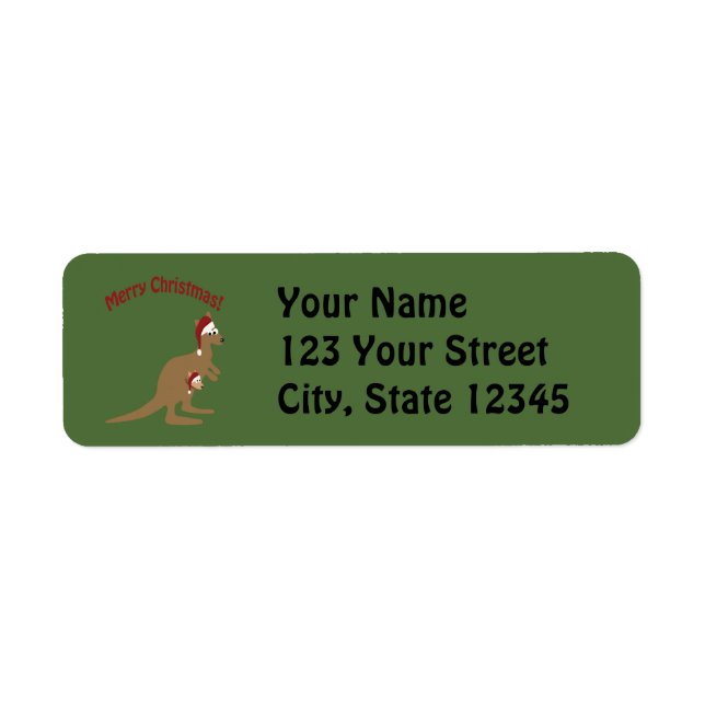 Merry Christmas Kangaroos Return Address Label (Front)