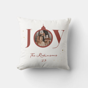 Merry Christmas Keepsake Family Photo Joy Ornament Cushion
