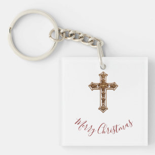 Merry Christmas Keychain - Cross
