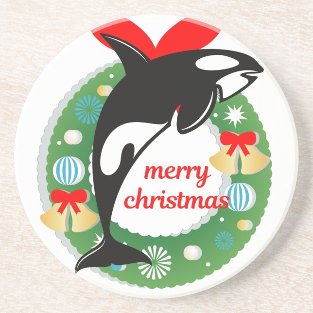 merry christmas killer whale coaster (Front)