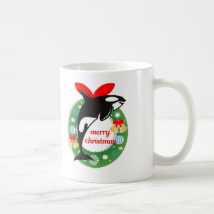 merry christmas killer whale coffee mug