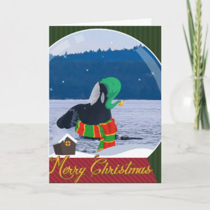 Merry Christmas Killer Whale Elf greeting card