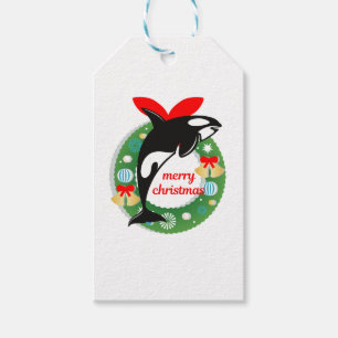 merry christmas killer whale gift tags