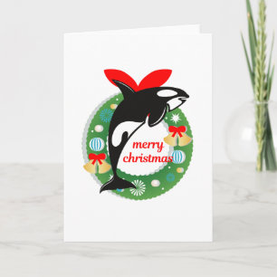 merry christmas killer whale holiday card