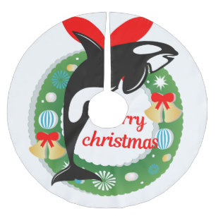 merry christmas killer whale tree skirt